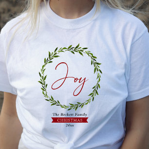 Camiseta Tipografia de Alegria Script Grinalda de Natal Fer