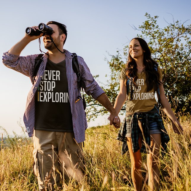 Camiseta Tipografia de Aventura Nunca Pare de Explorar (Criador carregado)