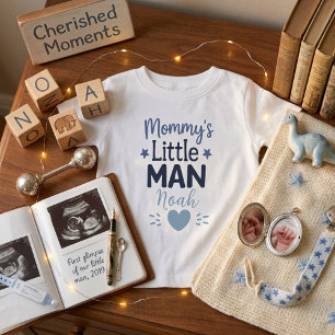 Camiseta Tipografia de Bebê Menino Azul Doce Pequeno Homem