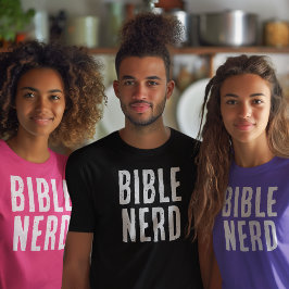 Camiseta Tipografia de Bíblia Nerd Rosa Quente Cristã Engra