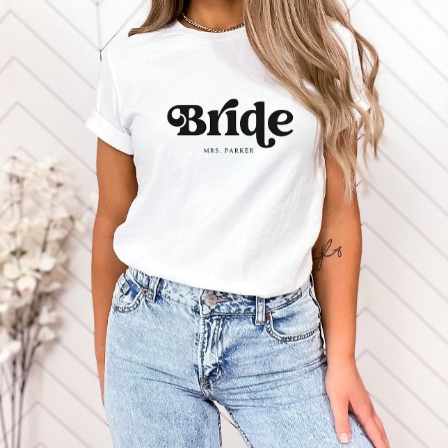 Camiseta Tipografia de Boho Retro Simples | Noiva (A boho, retro shirt for the bride)