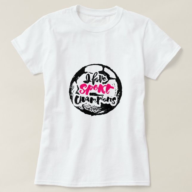 Camiseta Tipografia de Campeões Eu Amo Esporte (Frente do Design)