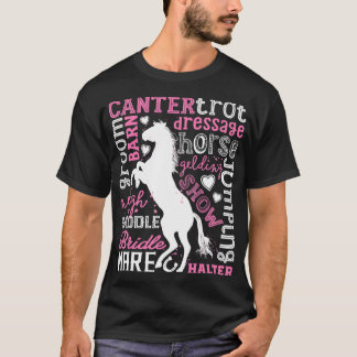 Camiseta Tipografia de Cavalos Arte Equestre Raparigas Eque