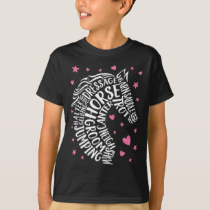 Camiseta Tipografia de Cavalos Arte Equestre Raparigas Eque