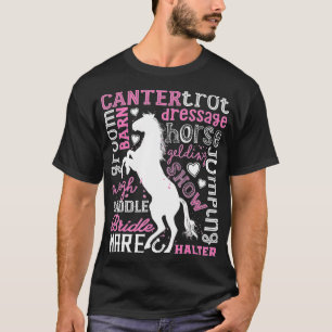 Camiseta Tipografia de cavalos Palavras Raparigas de Arte C