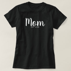 Camiseta Tipografia de Data Estabelecida da Mamãe Preto e B