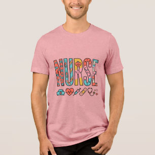 Camiseta Tipografia de Enfermeira Vintage Ícone Médico Cami