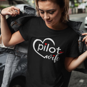 Camiseta Tipografia de esposa piloto e avião simples, minim