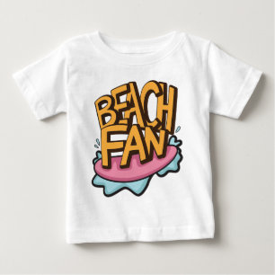 Camiseta Tipografia de fã de praia bebê 