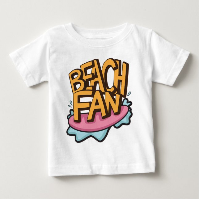 Camiseta Tipografia de fã de praia bebê  (Frente)