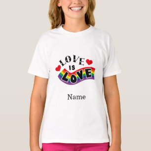 Camiseta Tipografia de Fita de Arco-Íris "O Amor é Amor" co