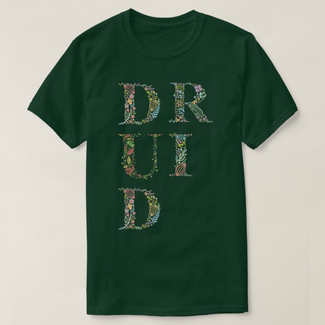Camiseta Tipografia de Flores Druidas (Frente do Design)