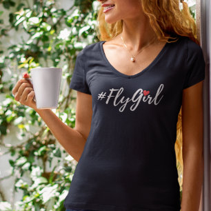 Camiseta Tipografia de #FlyGirl Simples,Viagem moderno