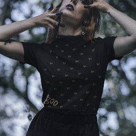 Camiseta Tipografia de Halloween boo preto dourado