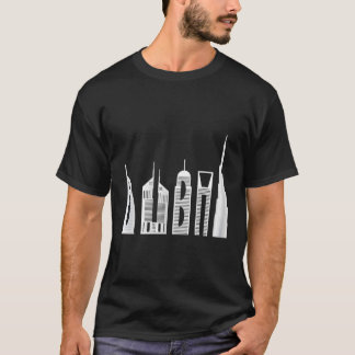 Camiseta Tipografia de Imóveis Famosos no Skyline de Dubai