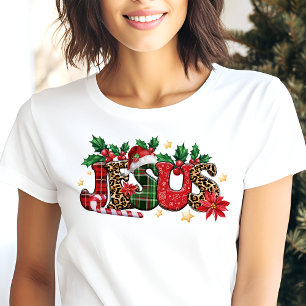Camiseta Tipografia de Jesus Fé Cristã Natal