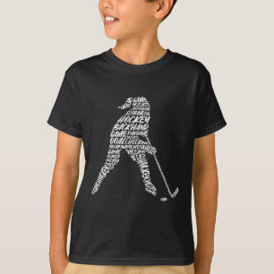 Camiseta Tipografia de jogador de hóquei crianças mulheres