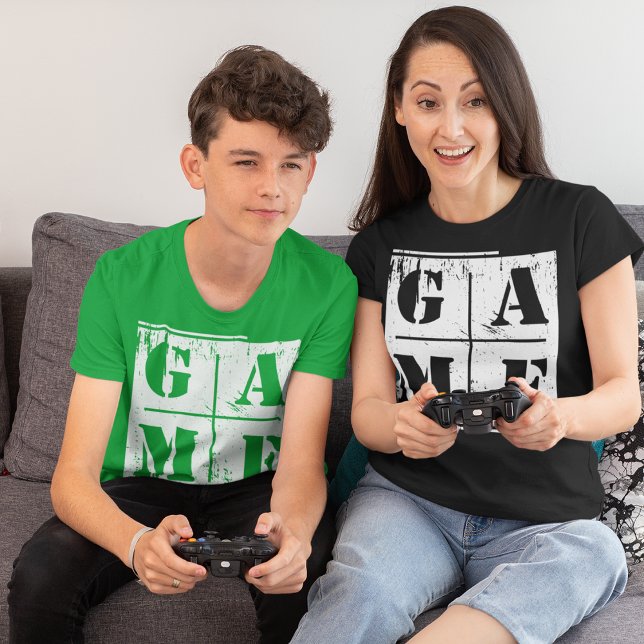 Camiseta Tipografia de Jogo Gráfica Destruída (Criador carregado)