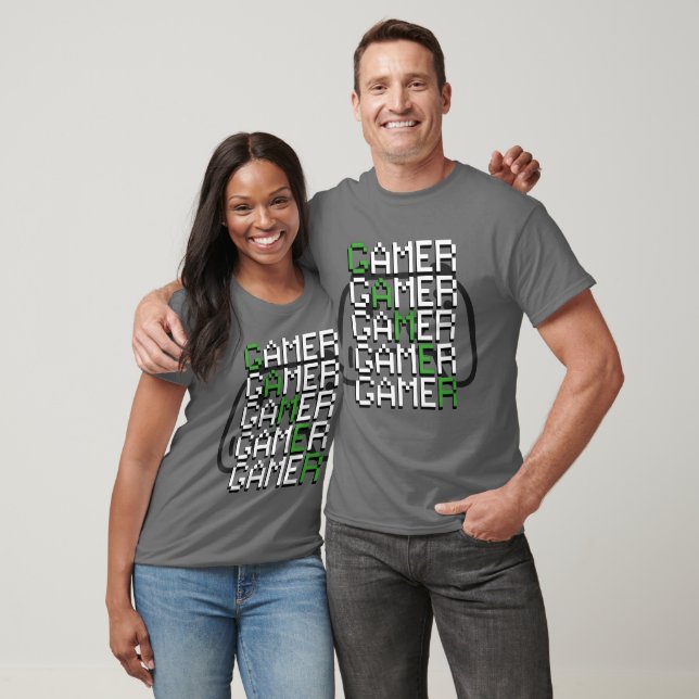 Camiseta Tipografia de Jogo Pixel Retro (Unissex)