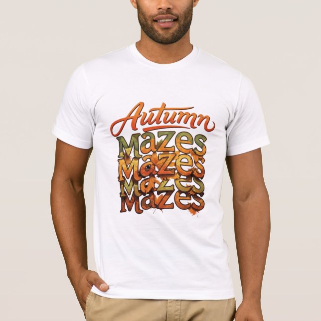 Camiseta Tipografia de Labirintos de Outono Folha Design (Frente)