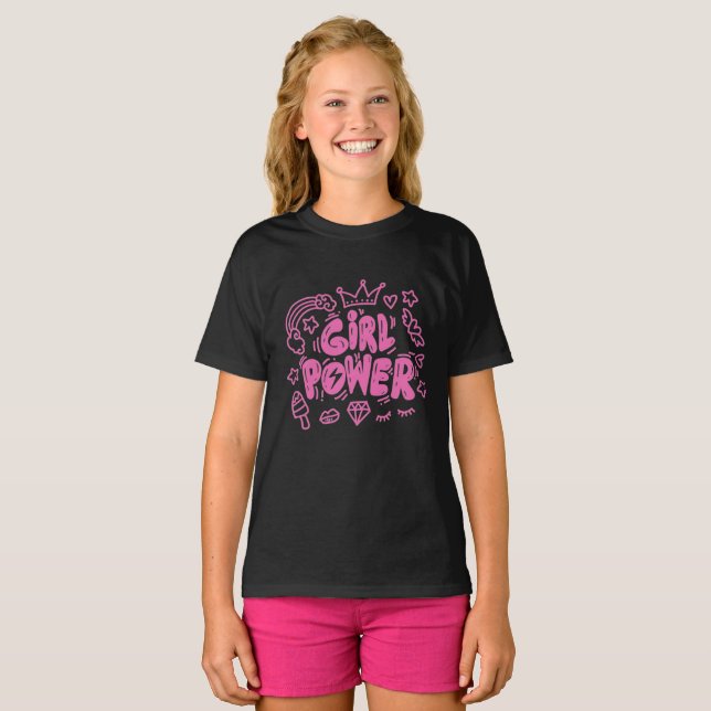 Camiseta Tipografia de letra Girl Power  (Frente Completa)