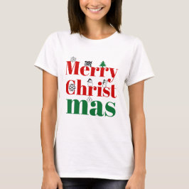 Camiseta Tipografia de Natal feliz e elementos de colheita