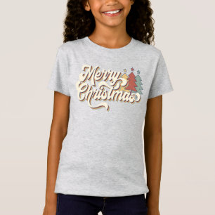 Camiseta Tipografia de Natal Merry Vintage