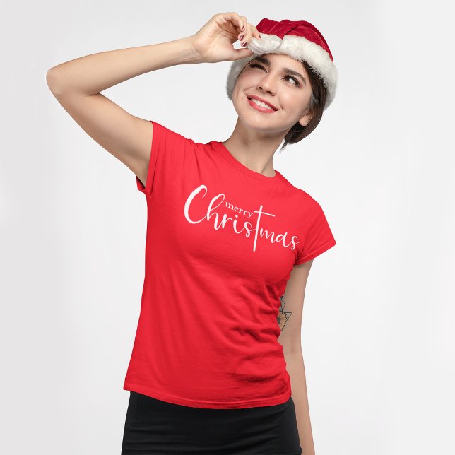 Camiseta Tipografia de Natal Red White (Criador carregado)