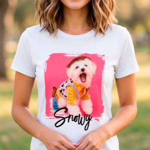 Camiseta Tipografia de nome de letra manuscrita alegre e fo