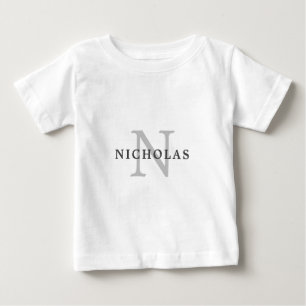 Camiseta Tipografia de Nome de Monograma Cinza Claro Minima