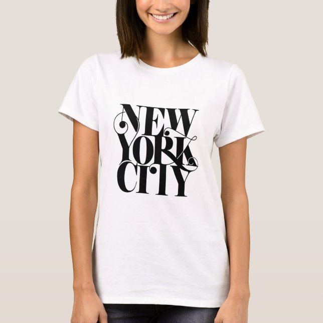 Camiseta Tipografia de Nova Iorque preto e branco (Frente)