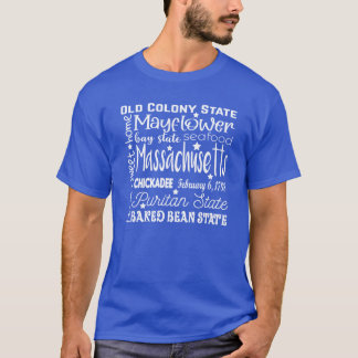 Camiseta Tipografia de Nuvem de Palavras de Massachusetts
