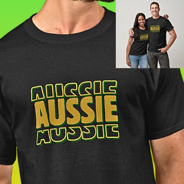 Camiseta Tipografia de Palavras AUSSIE a Escuro (Criador carregado)