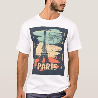 Camiseta Tipografia de Paris: abstrato Eiffel poster.