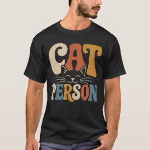Camiseta Tipografia de Pessoa de Gato Retro Amante de Gato