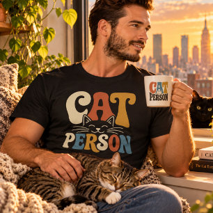 Camiseta Tipografia de Pessoa de Gato Retro Amante de Gato