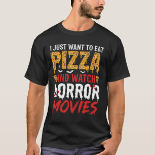 Camiseta Tipografia de Pizza de Halloween e Filmes de Terro