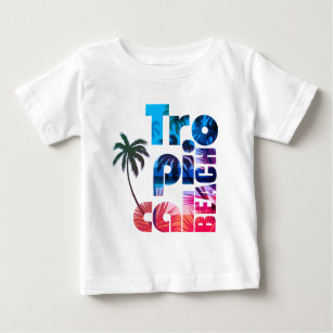 Camiseta Tipografia de Praia Tropical Moderna