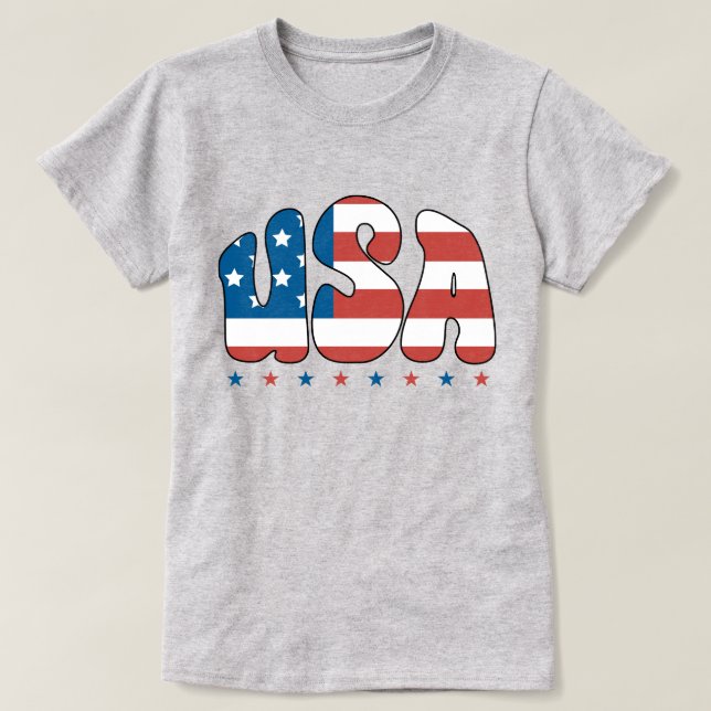 Camiseta Tipografia de Retro Bubble USA (Frente do Design)