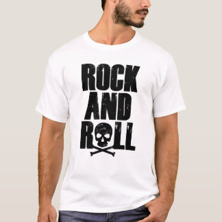 Camiseta Tipografia de Rock and Roll com caveira