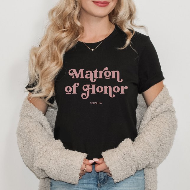 Camiseta Tipografia de Rosa de Boho Dusty Retro | Matéria d (A retro, boho shirt for the matron of honor in dusty rose typography)