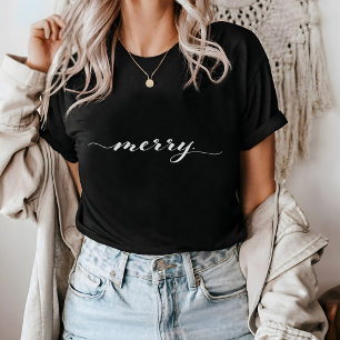 Camiseta Tipografia de Script de feliz - Natal minimalista