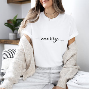 Camiseta Tipografia de Script de feliz - Natal minimalista