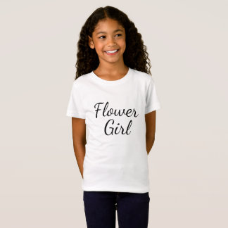 Camiseta Tipografia de Script de Rapariga Flor em Branco