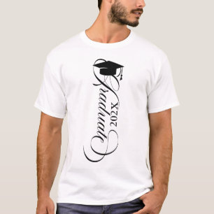 Camiseta Tipografia de Script Preto Elegante do formando