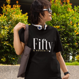 Camiseta Tipografia de TI 50 & ROCKIN Simples, Aniversário 