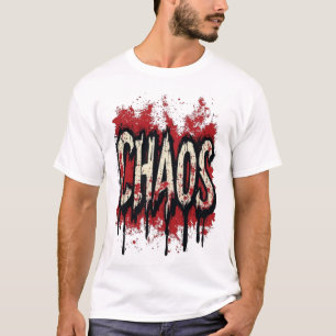 Camiseta Tipografia Distress Grunge Caos - Salpicos Irregul