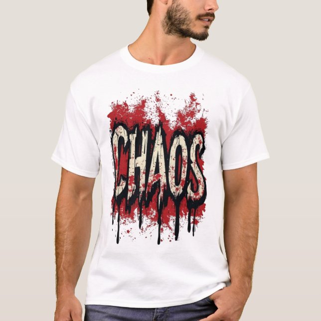 Camiseta Tipografia Distress Grunge Caos - Salpicos Irregul (Frente)
