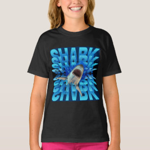Camiseta tipografia do efeito texto do tubarão
