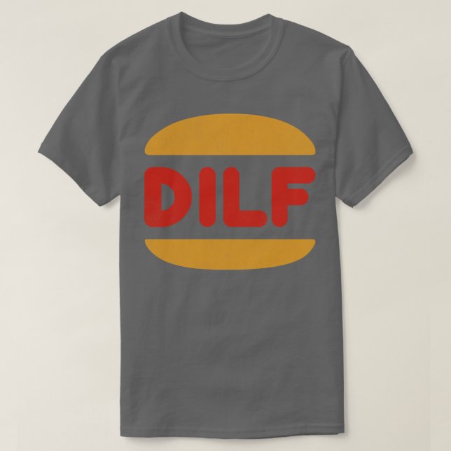 Camiseta Tipografia do Estilo Retro DILF Design 1 (Frente do Design)